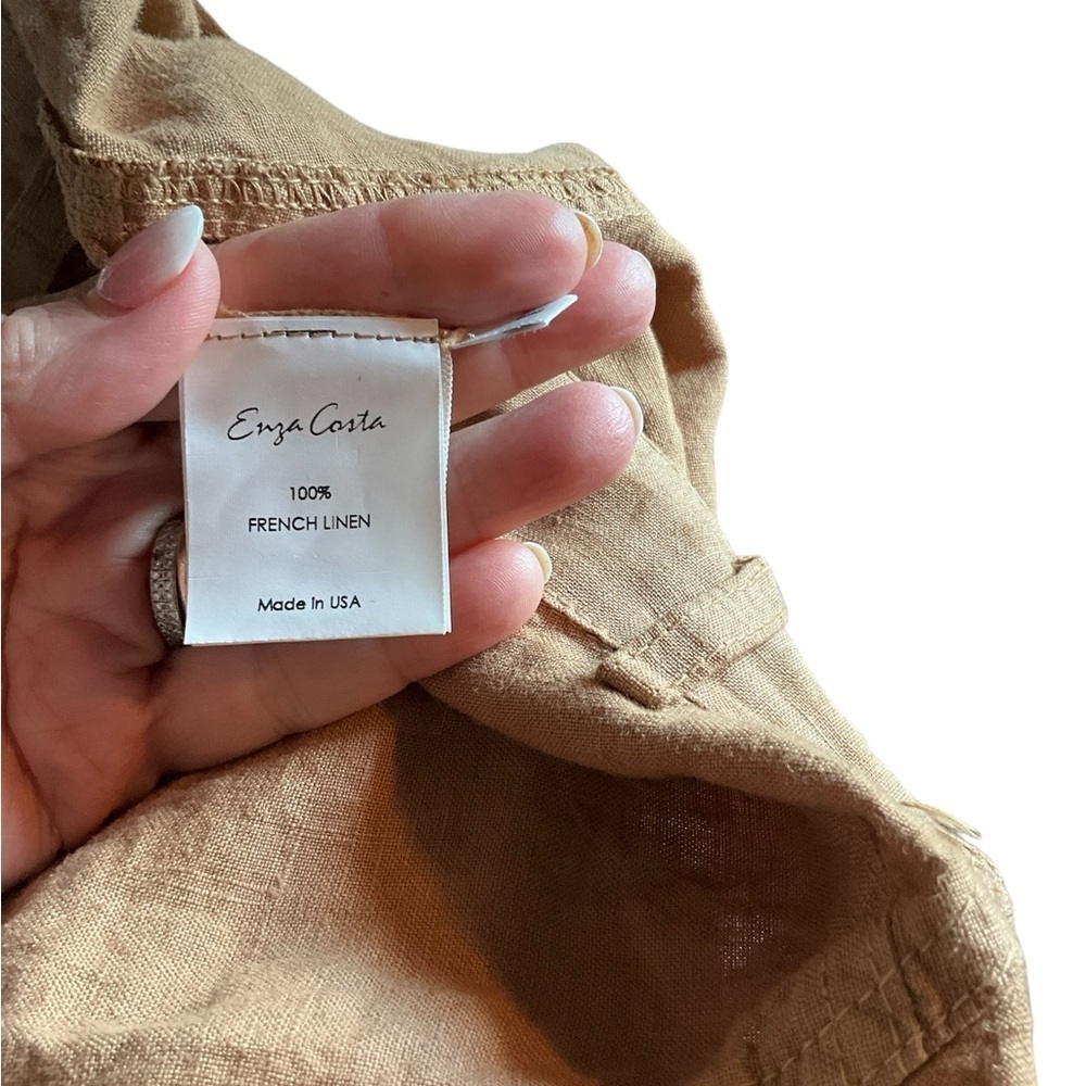 Enza Costa High-Waisted French Linen Shorts - Picture 5 of 6